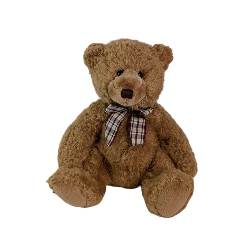 Russ Teddy Bear Plush 11" Brown Plaid Bow Family Christian Exclusive Stuffed Toy